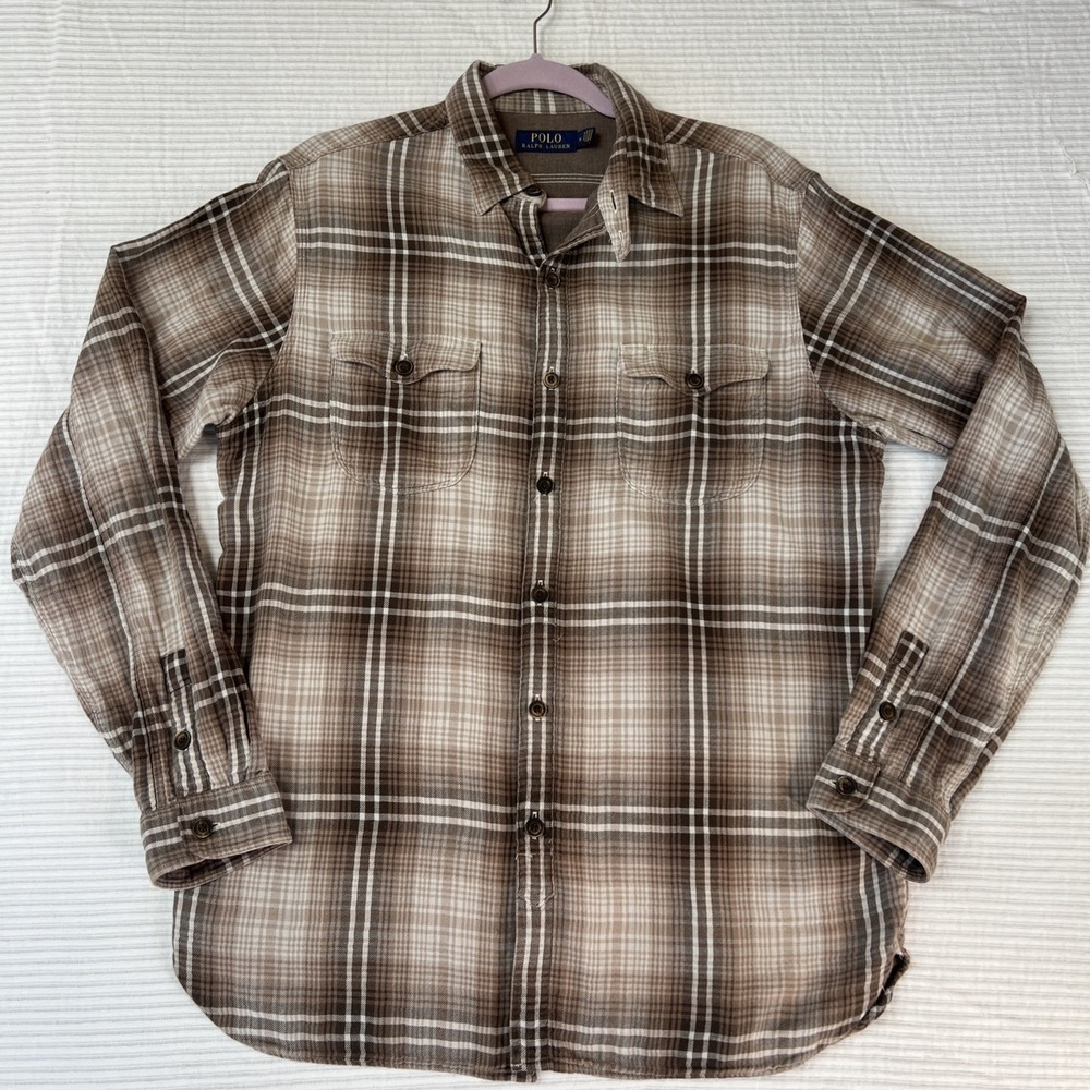 Polo By Ralph Lauren Plaid brown flannel shirt - Men M 100% Cotton Soft Material